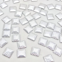 Load image into Gallery viewer, Silver Square Check Shaped Hotfix Nailhead / Available Sizes 3x3mm, 7x7mm / 100pc