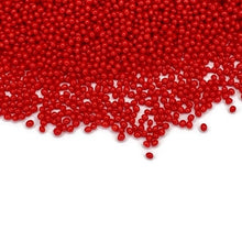 Load image into Gallery viewer, Scarlet Red- Microbeads 0.8mm - 1.2mm- No Holes Caviar Beads https://www.artbeecrafts.com/products/scarlet-red-microbeads-0-8mm-1-2mm-no-holes-caviar-beads Tiny but dynamic, these undrilled microbeads add a textural dimension to designs. Excellent for scrapbooking, embellishments, jewelry, nail art, and many other home or professional décor projects. Size may vary. Options sold by the weight