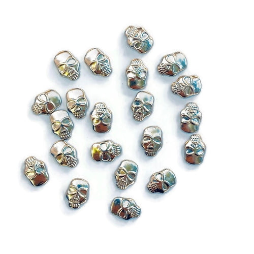 Silver Hotfix Skull Covex Dome Stud 11mm x 7.5mm www.ArtBeeCrafts.com