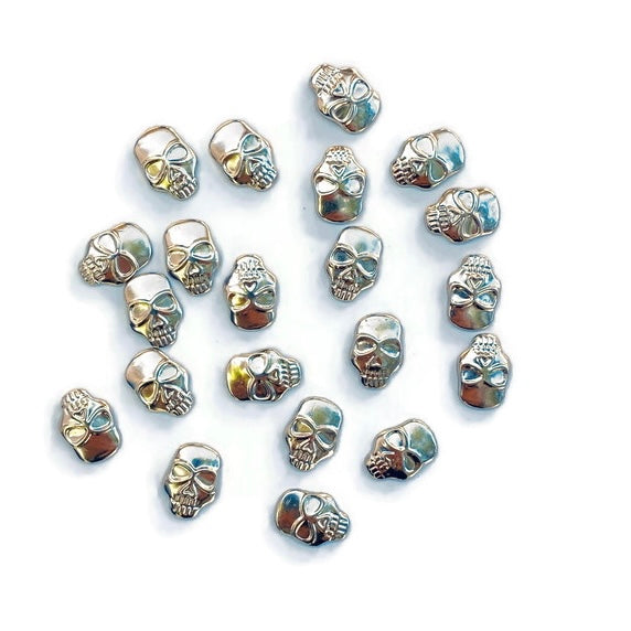 Silver Hotfix Skull Covex Dome Stud 11mm x 7.5mm www.ArtBeeCrafts.com
