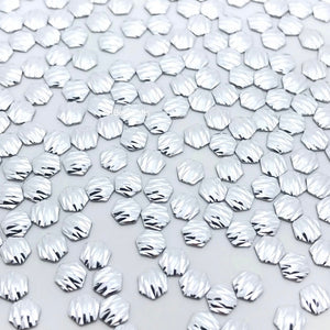 Silver Hexagon Shaped Hotfix Check Nailhead / Available Size 4x4mm / 100pc
