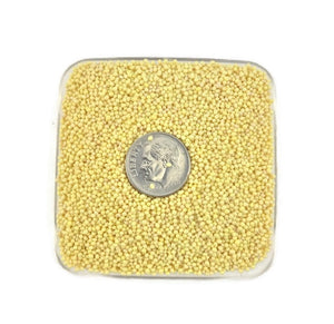 Mellow Yellow Microbeads (No Holes) 1.0mm - 1.2mm Caviar Beads https://www.artbeecrafts.com/products/mellow-yellow-microbeads-no-holes-1-0mm-1-2mm-caviar-beads Mellow Yellow- Microbeads 1.0mm - 1.2mm- No Holes Caviar BeadsTiny but dynamic, these undrilled microbeads add a textural dimension to designs. Excellent for scrapbooking, embellishments, jewelry, nail art, and many other home or professional décor projects. Size may vary. Options sold by the weight